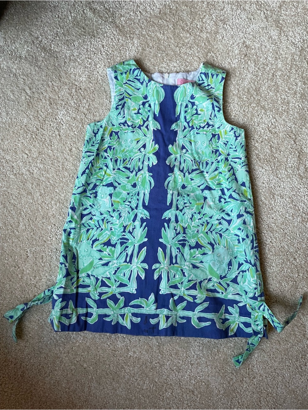 Lilly Pulitzer Navy Dress with Light Green bamboo print